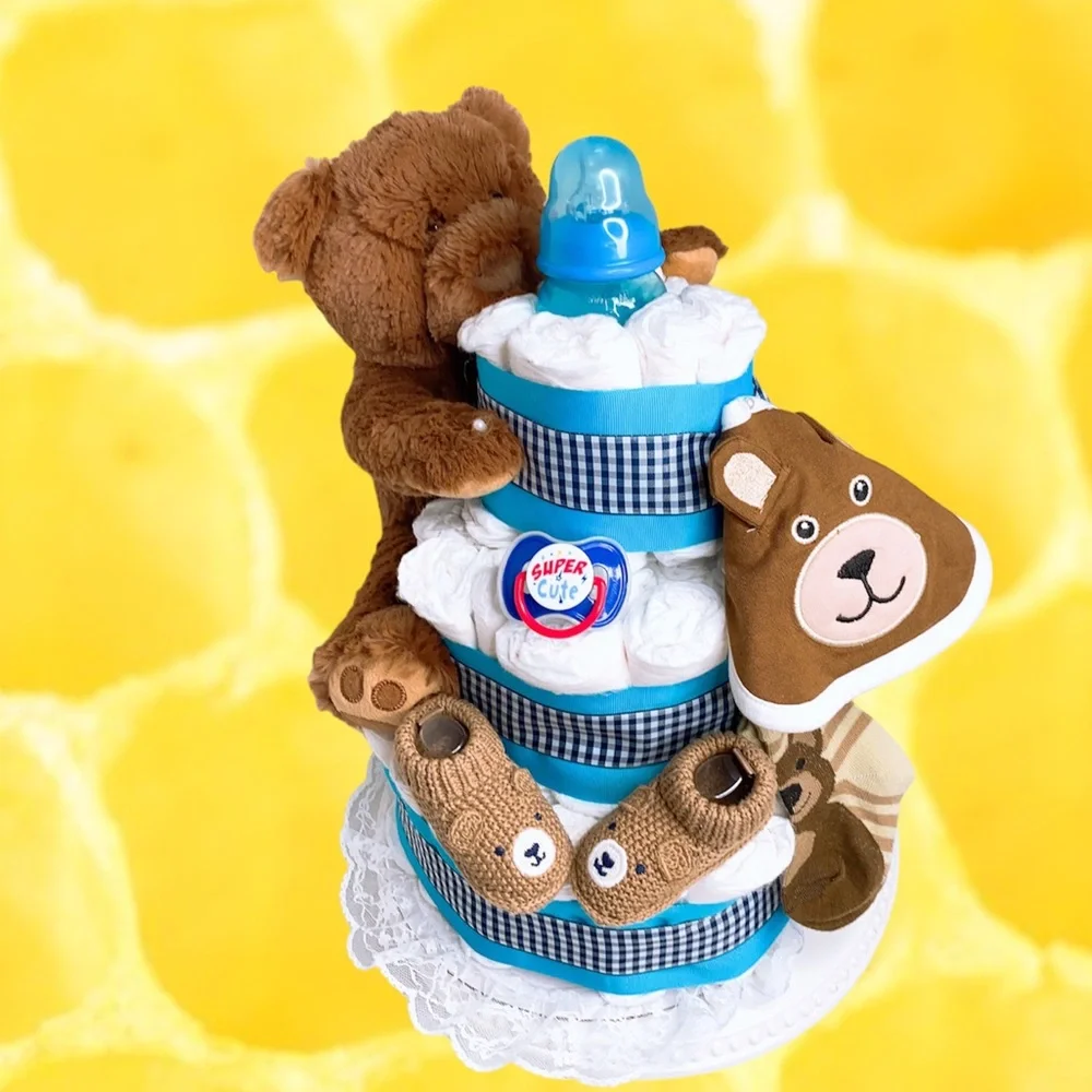 Teddy Bear Diaper Cake